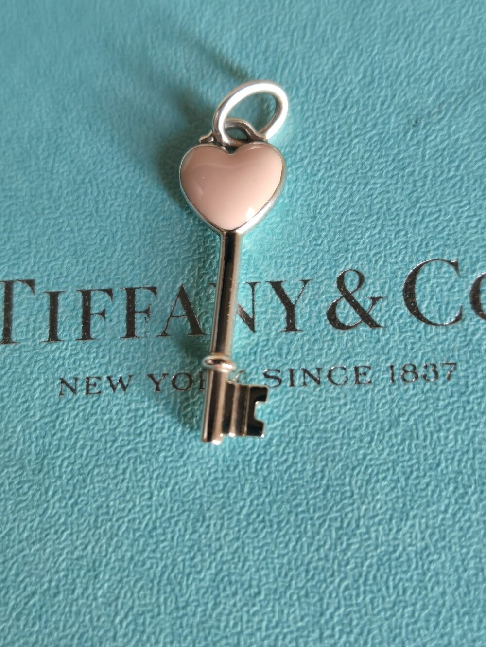 Tiffany & Co Small Pink Heart Key Charm Pendant
